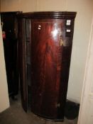 MAHOGANY BOW FRONTED CORNER CUPBOARD, 96CM WIDE