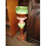 POTTERY TWO-TIER JARDINIERE STAND