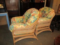 PAIR OF CANE CONSERVATORY CHAIRS