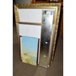 MIRROR IN WOODEN FRAME AND OTHER GILT PICTURE FRAMES