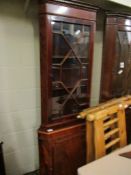 REPRODUCTION MAHOGANY GLAZED TOP FULL HEIGHT CORNER CUPBOARD