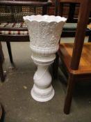 MODERN WHITE POTTERY JARDINIERE STAND