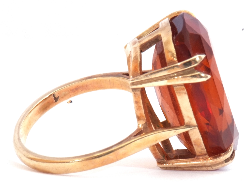 Vintage cognac coloured citrine dress ring, an oval faceted citrine, double claw set in a basket - Image 5 of 7