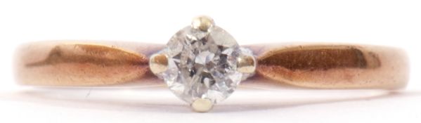 9ct gold solitaire diamond ring, the brilliant cut diamond 0.25ct approx, cardinal set and raised