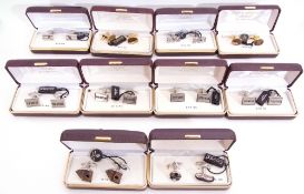 Mixed Lot: ten cased gent's cuff links to include playing cards, football and boot, "the groom", "