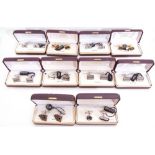 Mixed Lot: ten cased gent's cuff links to include playing cards, football and boot, "the groom", "