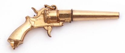 Novelty mixed metal revolver/gun watch key 5cm long