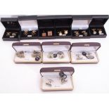 Mixed Lot: ten cased gent's cuff links, two Masonic examples, sandstone, mother of pearl etc