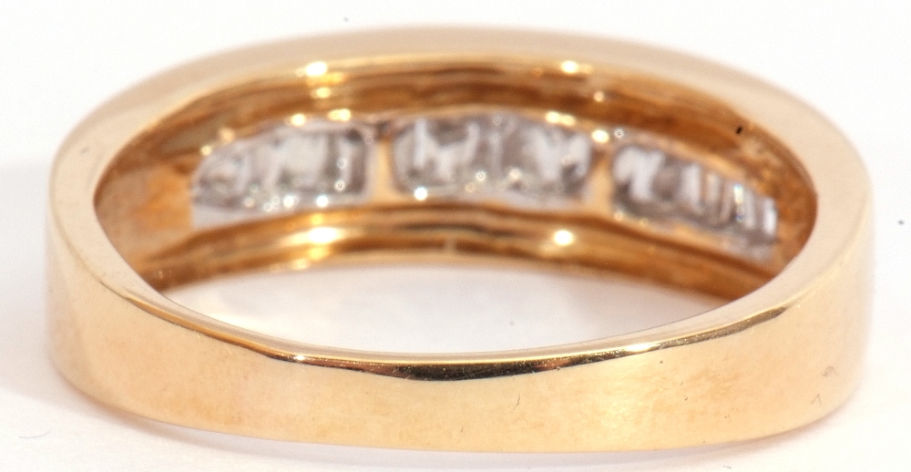 Modern 18ct gold and diamond ring, two-tone waisted band set with 13 pave small set baguette - Image 6 of 10