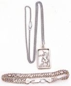Mixed Lot: hallmarked silver unicorn pendant suspended from a metal chain, an Italian 925 stamped