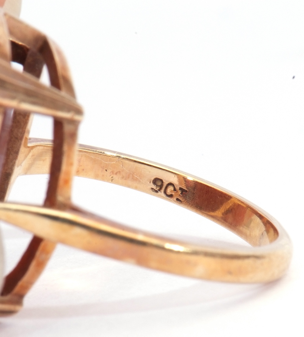 Vintage cognac coloured citrine dress ring, an oval faceted citrine, double claw set in a basket - Image 6 of 7