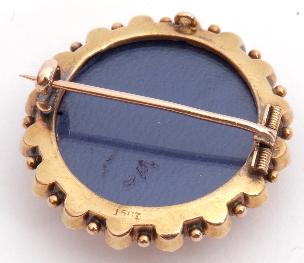 Victorian gold, diamond and seed pearl target brooch, circular shape centring a small old cut - Image 2 of 2