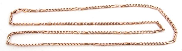Modern 375 stamped Figaro necklace, 9.2gms