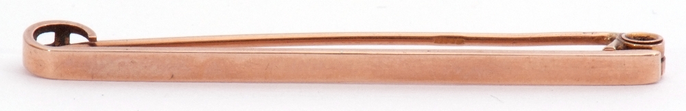 Early 20th century 9ct gold pin brooch, the rectangular plain polished bar 5cm long, Chester 1919,