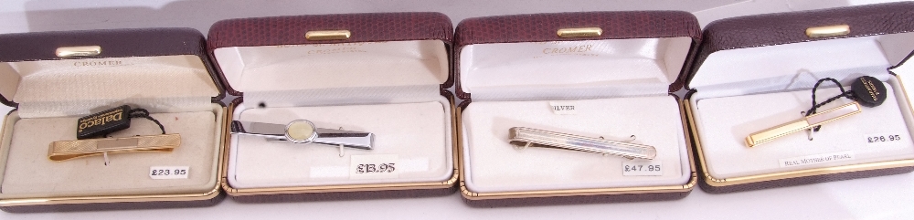 Mixed Lot: nine cased tie-clips, one silver example, eight plated examples, some set with lapis, - Image 2 of 4