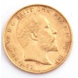 Edward VII gold sovereign, dated 1908