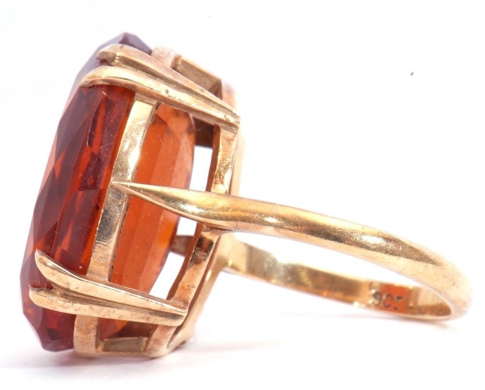 Vintage cognac coloured citrine dress ring, an oval faceted citrine, double claw set in a basket - Image 3 of 7