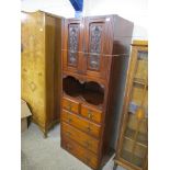 EDWARDIAN WARDROBE CENTRE SECTION FITTED WITH DRAWERS AND CUPBOARD AND SHELF, 69CM WIDE