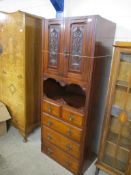 EDWARDIAN WARDROBE CENTRE SECTION FITTED WITH DRAWERS AND CUPBOARD AND SHELF, 69CM WIDE