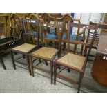 THREE CANE SEATED BEDROOM CHAIRS