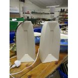 PAIR OF ANGULAR WHITE CERAMIC LAMPS