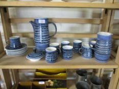 RYE POTTERY COFFEE SET COMPRISING COFFEE POT, MILK JUG AND 8 COFFEE CUPS AND SAUCERS