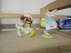 BESWICK LITTLE PIG ROBINSON FIGURE TOGETHER WITH A BESWICK MRS TIGGIWINKLE WITH BASKET