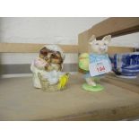 BESWICK LITTLE PIG ROBINSON FIGURE TOGETHER WITH A BESWICK MRS TIGGIWINKLE WITH BASKET
