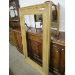 LARGE STRIPPED PINE MIRROR OR PICTURE FRAME, 91CM WIDE