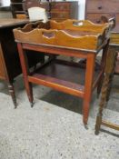 MAHOGANY TWO-TIER TEA TROLLEY WITH TRAY TOP, 61CM WIDE