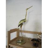 LARGE BRASS MODEL OF A WADING BIRD