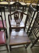 PAIR OF OAK SOLID SEAT HEPPLEWHITE STYLE DINING CHAIRS