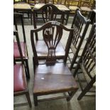 PAIR OF OAK SOLID SEAT HEPPLEWHITE STYLE DINING CHAIRS