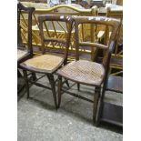 PAIR OF VICTORIAN BAR BACK CANE SEAT BEDROOM CHAIRS