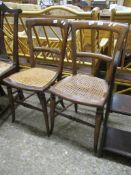 PAIR OF VICTORIAN BAR BACK CANE SEAT BEDROOM CHAIRS