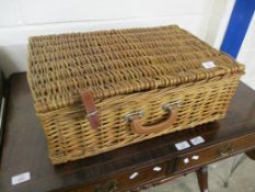 VINTAGE WICKER PICNIC HAMPER (VOID INTERIOR), 54CM WIDE