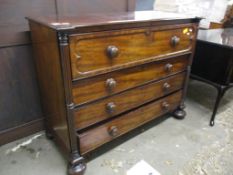 EARLY 19TH CENTURY MAHOGANY SECRETAIRE CHEST, FITTED TOP DRAWER ABOVE THREE FURTHER DRAWERS, 130CM