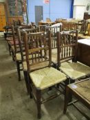 SET OF SIX LANCASHIRE STYLE SPINDLE RUSH SEATED DINING CHAIRS