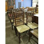 SET OF SIX LANCASHIRE STYLE SPINDLE RUSH SEATED DINING CHAIRS