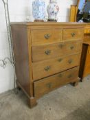 VICTORIAN OAK FIVE DRAWER CHEST, 98CM WIDE