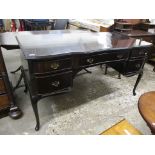 REPRODUCTION MAHOGANY DESK FITTED WITH FIVE DRAWERS, 152CM WIDE