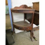 GEORGIAN MAHOGANY TWO-TIER BOW FRONTED CORNER WASHSTAND, 59CM WIDE