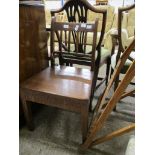 19TH CENTURY OAK SOLID SEAT SIDE CHAIR