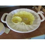 LARGE CERAMIC TRAY AND BRETBY STYLE LEAF MOULDED CERAMIC TRAY