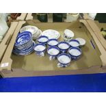 TRAY CONTAINING CERAMICS, MAINLY BLUE AND WHITE WARES BY CLIFTON CHINA
