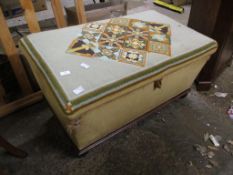 UPHOLSTERED PINE OTTOMAN, 98CM WIDE