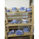 BLUE AND WHITE WARES IN THE SPODE ITALIAN PATTERN COMPRISING VARIOUS DESSERT BOWLS, COFFEE MUGS,