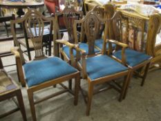 SET OF FIVE REPRODUCTION HEPPLEWHITE STYLE DINING CHAIRS (4 SINGLE CHAIRS AND ONE CARVER)