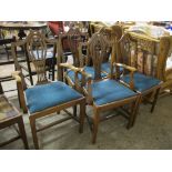 SET OF FIVE REPRODUCTION HEPPLEWHITE STYLE DINING CHAIRS (4 SINGLE CHAIRS AND ONE CARVER)