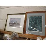 PAIR OF PRINTS IN WOODEN FRAMES, ONE OF A BROADS SCENE